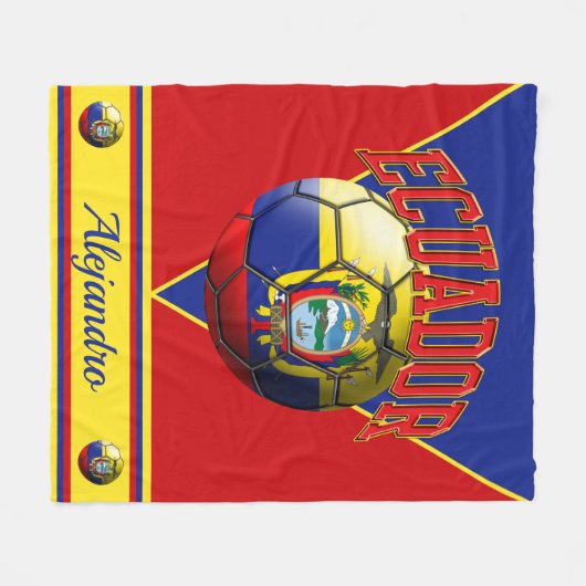 Ecuador Ecuadorian Flag Voetbal | Naam Fleece Deken (Voorkant (Horizontaal))
