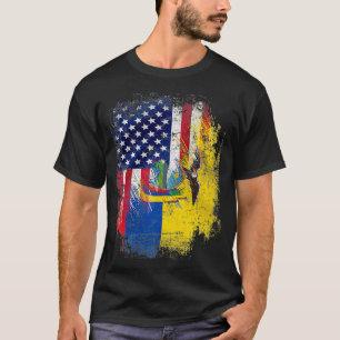 Ecuador en Amerikaan met vlaggeenkool T-shirt