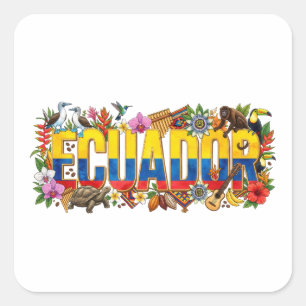 Ecuador Erfgoed - Wilde leven, Cultuur & Traditie Vierkante Sticker