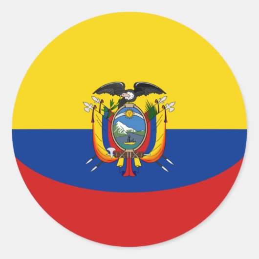 Ecuador Fisheye Vlag Sticker (Voorkant)