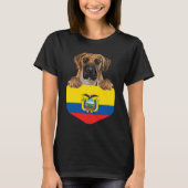 Ecuador Flag Brown Great Dane Dog In Pocket T-shirt (Voorkant)