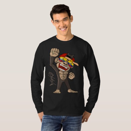 Ecuador Flag  Cheering Monkey  Fan T-shirt (Voorkant volledig)