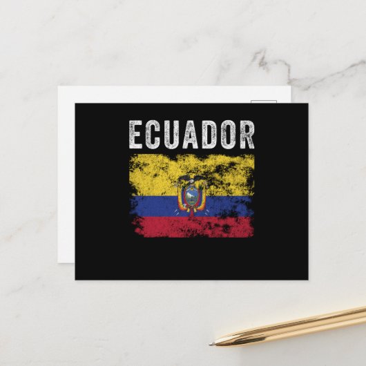 Ecuador Flag Distressed Ecuadorian Flag Briefkaart (Voorkant / Achterkant in situ)