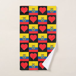 Ecuador Flag en Heart Pattern Ecuadorian Pride Handdoek