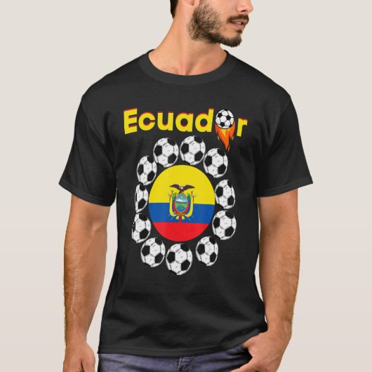 Ecuador Flag Football Teams Futball Fan Soccer T-shirt (Voorkant)