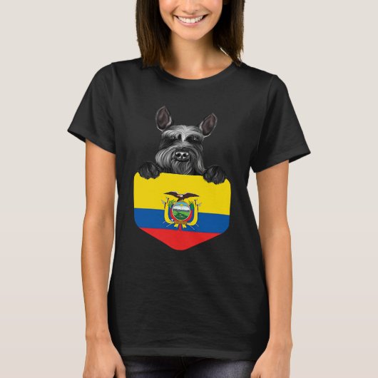 Ecuador Flag Giant Schnauzer Dog In Pocket T-shirt (Voorkant)