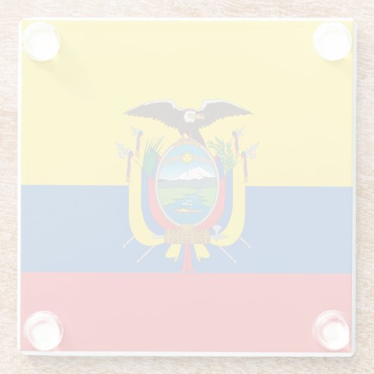 Ecuador Flag Glazen Onderzetter (Achterkant)
