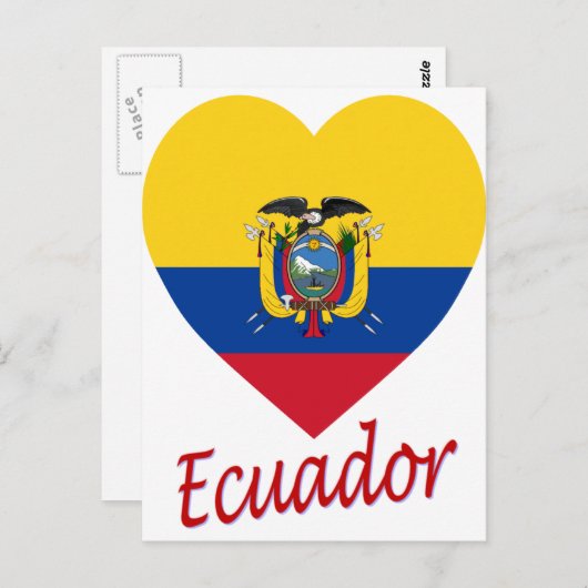 Ecuador Flag Heart Briefkaart (Voorkant / Achterkant)