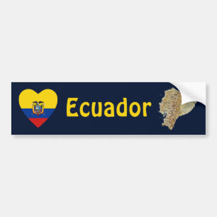 Ecuador Flag Heart + Map Bumpersticker