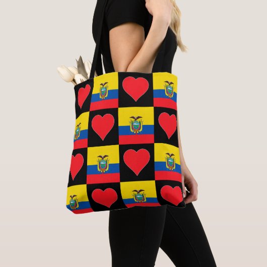 Ecuador Flag Heart Patriotic Ecuadorian Tote Bag (Dichtbij)