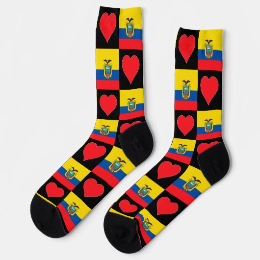 Ecuador Flag Heart Pattern Fun Ecuadorian Pride Sokken (Links)