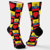 Ecuador Flag Heart Pattern Fun Ecuadorian Pride Sokken (Gebogen)