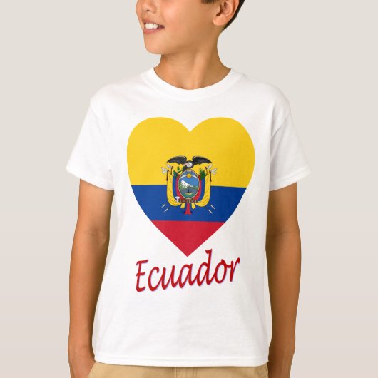 Ecuador Flag Heart T-shirt (Voorkant)