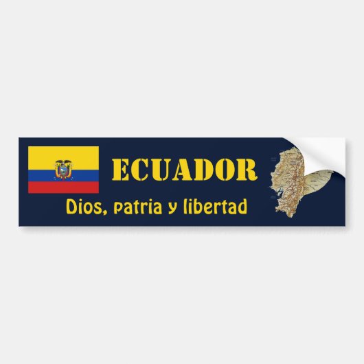 Ecuador Flag + Map Bumpersticker (Voorkant)