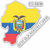 Ecuador Flag Map Sticker (Voorkant)