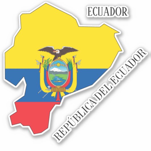 Ecuador Flag Map Sticker (Voorkant)