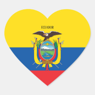 Ecuador Flag Patriotic Hart Sticker