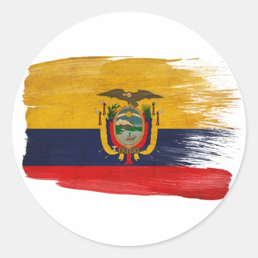 Ecuador Flag Ronde Sticker (Voorkant)