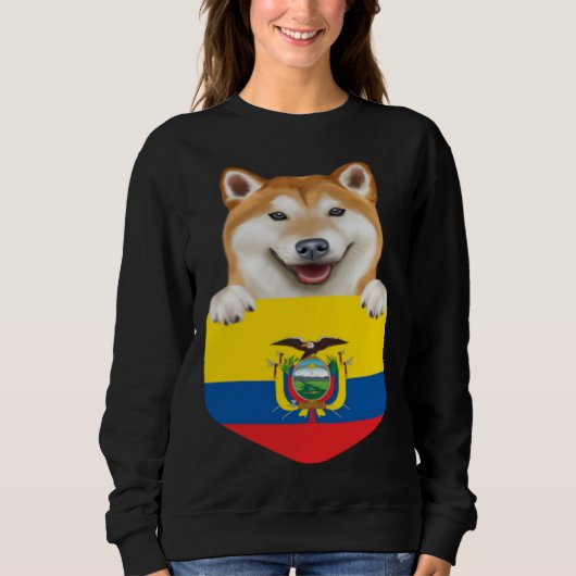 Ecuador Flag Shiba Inu Dog In Pocket Trui (Voorkant)