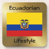 Ecuador Flag+Text Onderzetter (Voorkant)