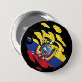 Ecuador Geripte vlag Ronde Button 7,6 Cm (Voorkant /achterkant)