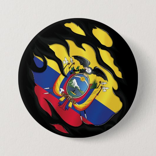 Ecuador Geripte vlag Ronde Button 7,6 Cm (Voorkant)