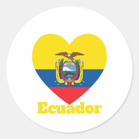 Ecuador Heart Flag Ronde Sticker (Voorkant)