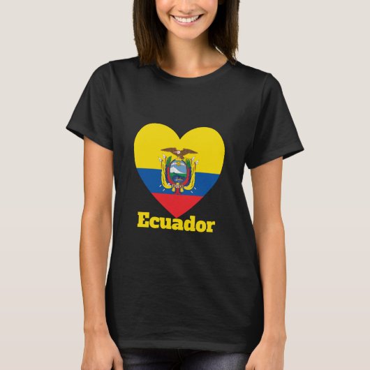 Ecuador Heart Flag T-shirt (Voorkant)
