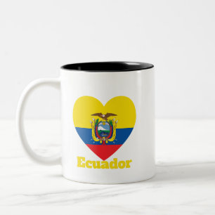 Ecuador Heart Flag Tweekleurige Koffiemok