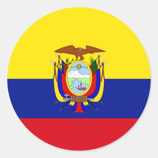 Ecuador Hoogwaardige vlag Ronde Sticker (Voorkant)