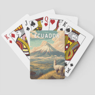 Ecuador Illustratie Reis Kunst Vintage Pokerkaarten