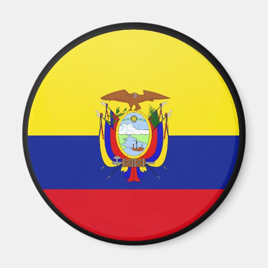 Ecuador kwaliteit Vlag Cirkel Magneet (Voorkant)