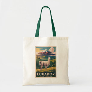 Ecuador Lama Illustratie Reis Kunst Vintage Tote Bag