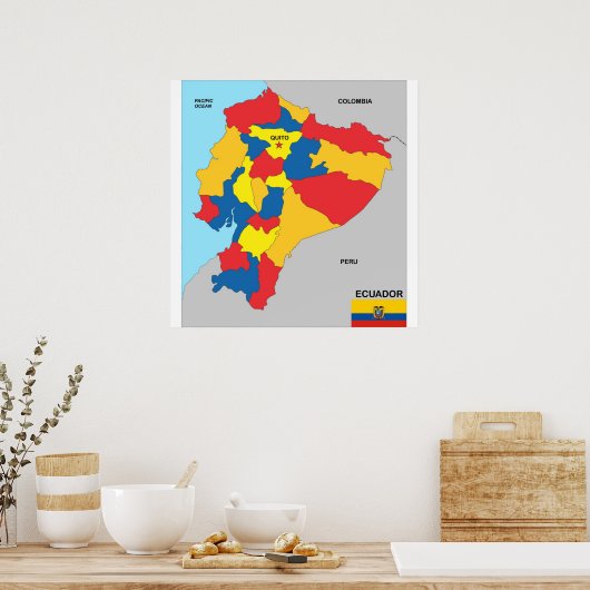 ecuador - land politieke kaart poster (Keuken)