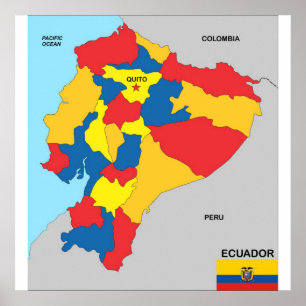 ecuador - land politieke kaart poster