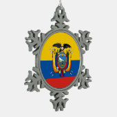 Ecuador: lang vlaggensymbool tin sneeuwvlok ornament (Links)