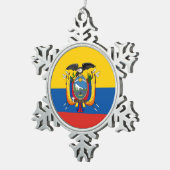 Ecuador: lang vlaggensymbool tin sneeuwvlok ornament (Rechts)