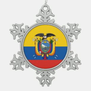 Ecuador: lang vlaggensymbool tin sneeuwvlok ornament