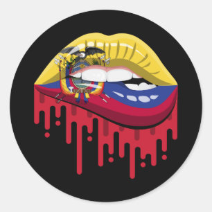 Ecuador lippen trots root vlag ronde sticker