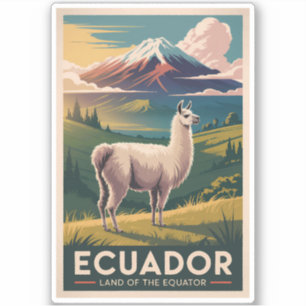 Ecuador Llama Illustratie Reis Kunst Vintage Sticker