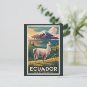 Ecuador Llama Illustration Travel Art Vintage Briefkaart (Staand voorkant)