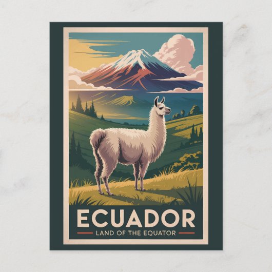 Ecuador Llama Illustration Travel Art Vintage Briefkaart (Voorkant)