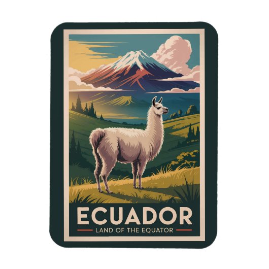 Ecuador Llama Illustration Travel Art Vintage Magneet (Verticaal)