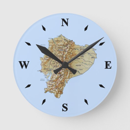 Ecuador Map Clock Ronde Klok (Voorkant)