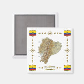 Ecuador Map + Flags Magnet (Voorkant / Achterkant)
