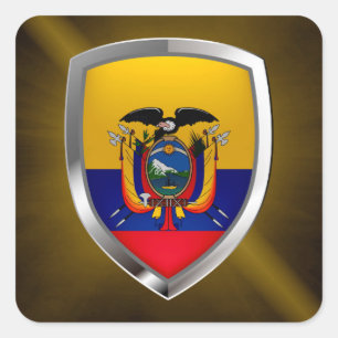 Ecuador Mettalic Emblem Vierkante Sticker