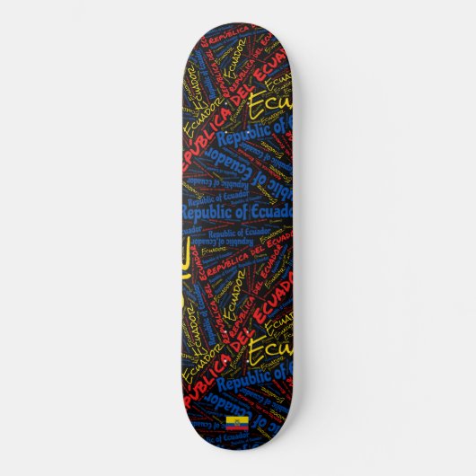 Ecuador Nationaal Eerbewijs Wordcloud Persoonlijk Skateboard (Voorkant)
