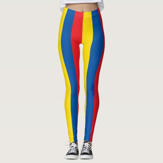 Ecuador Nationale vlagkleuren Verticaal gestreept Leggings (Voorkant)