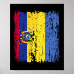Ecuador Oekraine Half Vlag Ecuadoraans Oekraïens E Poster