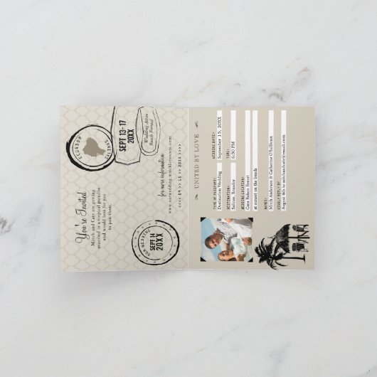 Ecuador Paspoort met Strandhut Trouw Uitnodiging (Binnen)